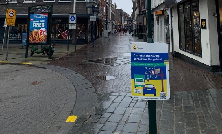 Proef camerahandhaving kentekens op de Hoogstraat