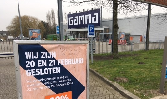 Bouwmarkt Gamma is vandaag gesloten, morgen weer open