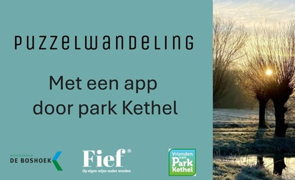 Puzzelwandeling met een app in Park Kethel