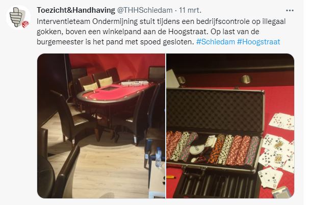 "Maar er is hier niet gegokt; het was het decor voor videoclip van rapper"