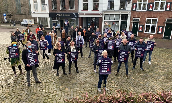 Ondernemers voeren stil protest tegen voortzetting lockdown van horeca en cultuur