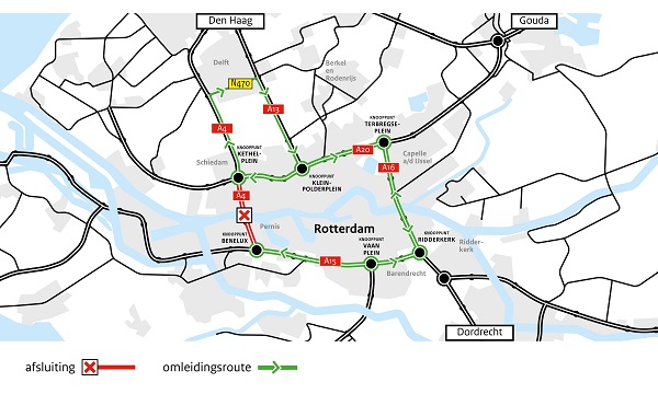 Afsluiting Beneluxtunnel (A4) in nacht van 29 op 30 oktober