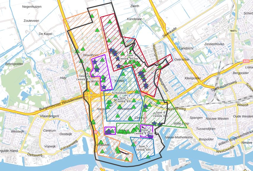 Asfalteringswerkzaamheden op verschillende plaatsen in Schiedam