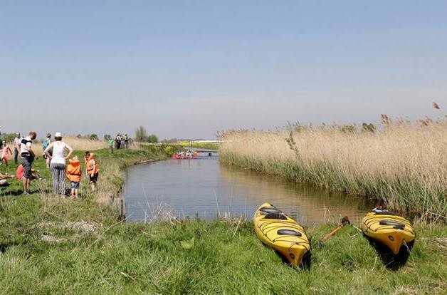 Clean-up in de polder met sup en kano