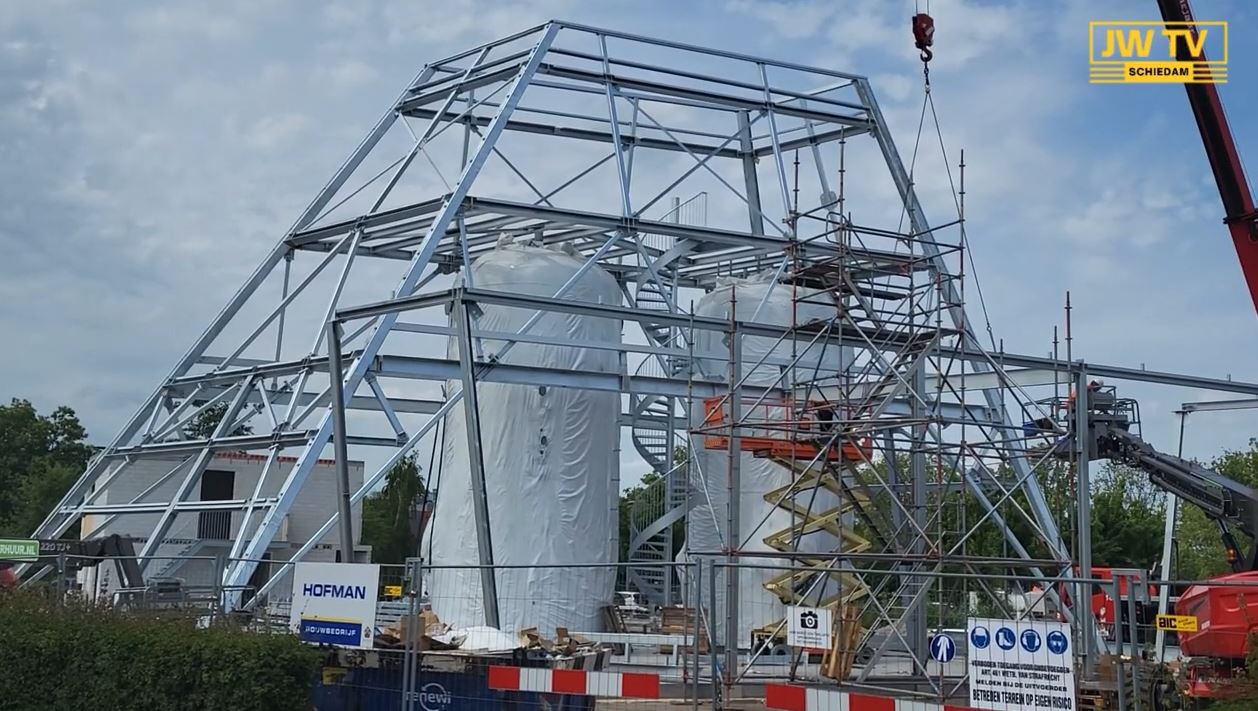 Impressie van bouw warmtestation voor Groenoord