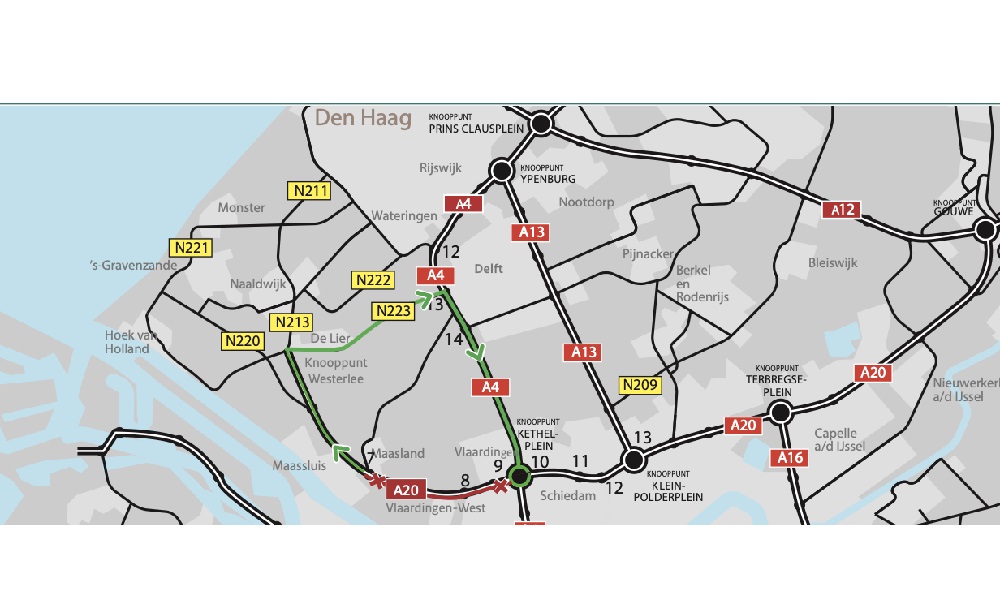A20 richting Kethelplein vanaf vanavond tot maandagochtend afgesloten