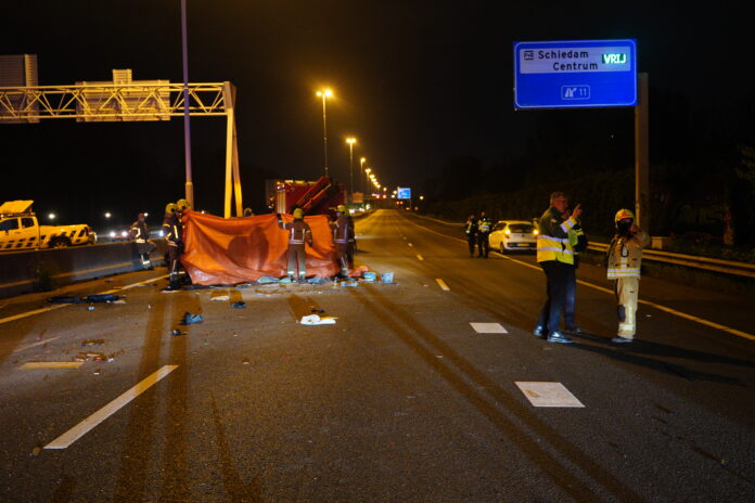 Traumahelikopter opgeroepen voor ongeval op A20 in Schiedam