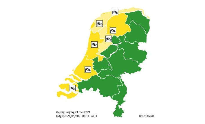 Waarschuwing voor windstoten, code geel vanaf elf uur vanochtend
