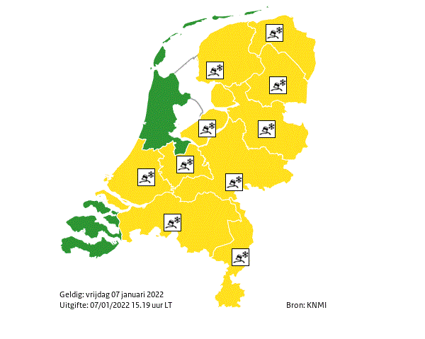 KNMI waarschuwt voor gladheid door winterse buien en door bevriezing