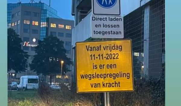 Vanaf vandaag geldt wegsleepregeling aan Noorderweg