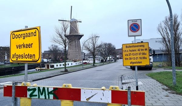 Doorgaand verkeer afgesloten over Buitenhavenweg
