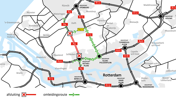 A4 Ketheltunnel Schiedam in beide richtingen dicht 