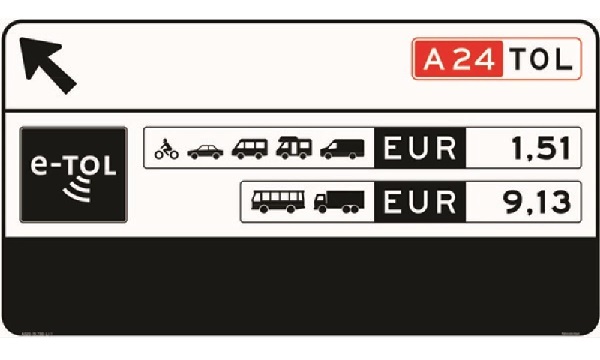 Eerste elektronische tolweg opent met nieuwe verkeersborden
