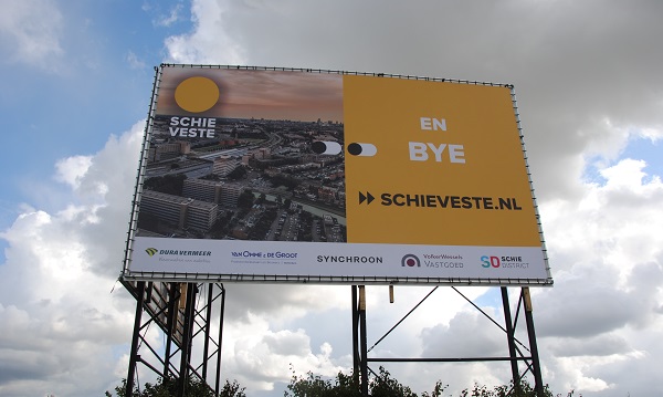 Tussen spoor en A20 komen appartementengebouwen van maximaal 70 meter hoog