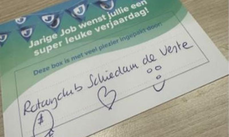 Rotary Schiedam de Veste helpt Stichting Jarige Job