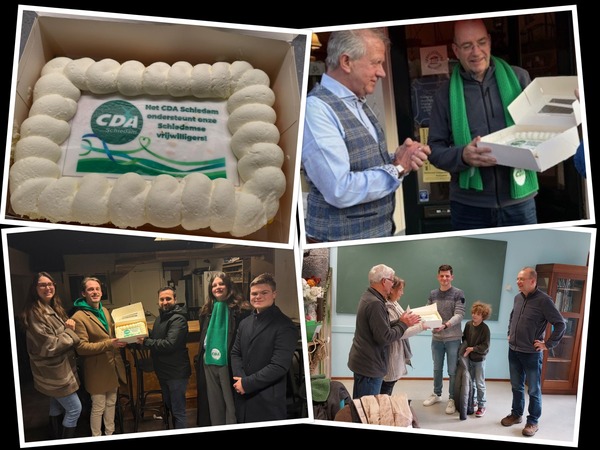 CDA Schiedam verrast vrijwilligers met taarten
