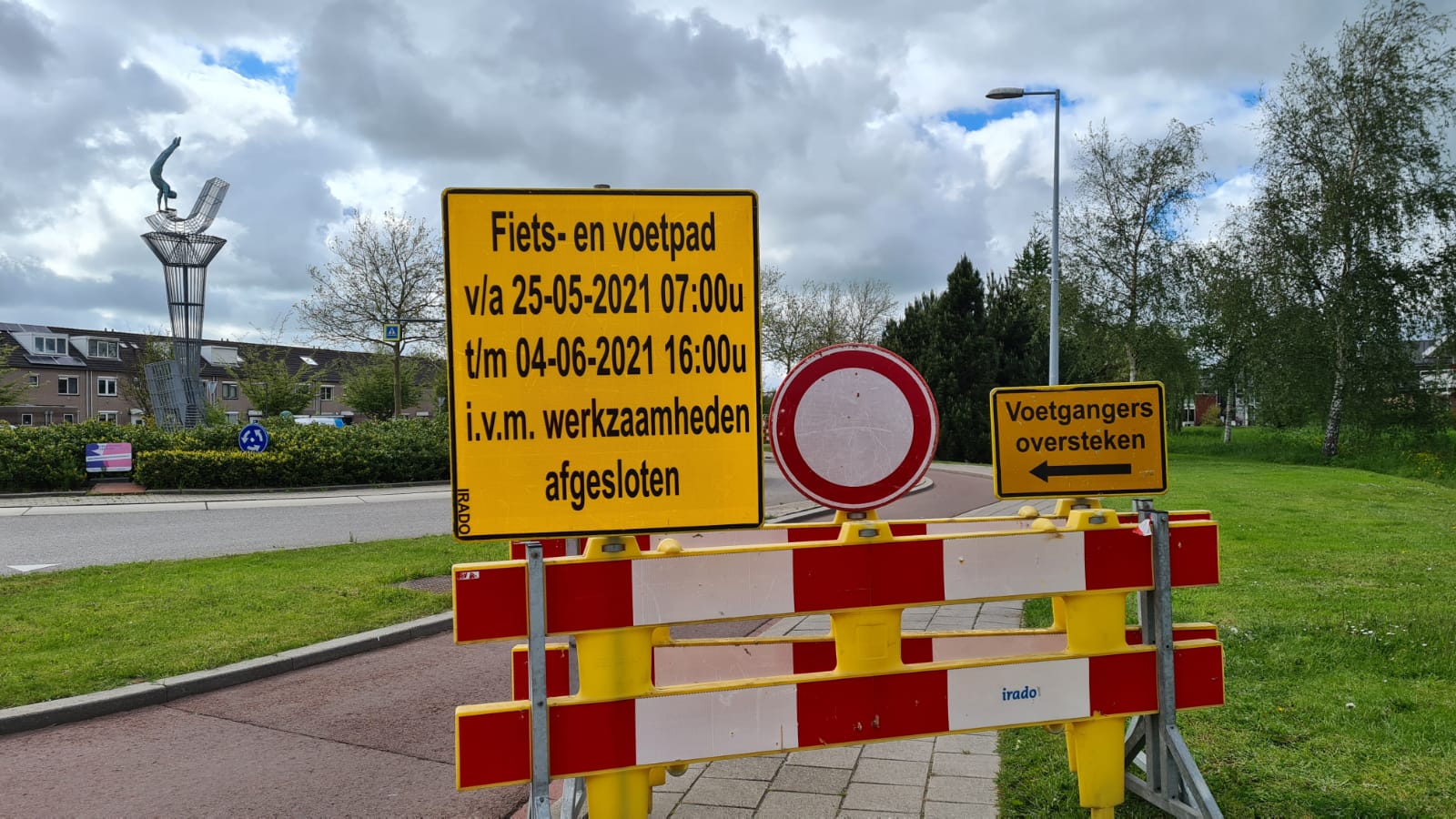 Ook dit fietspad in Noord is overdag afgesloten